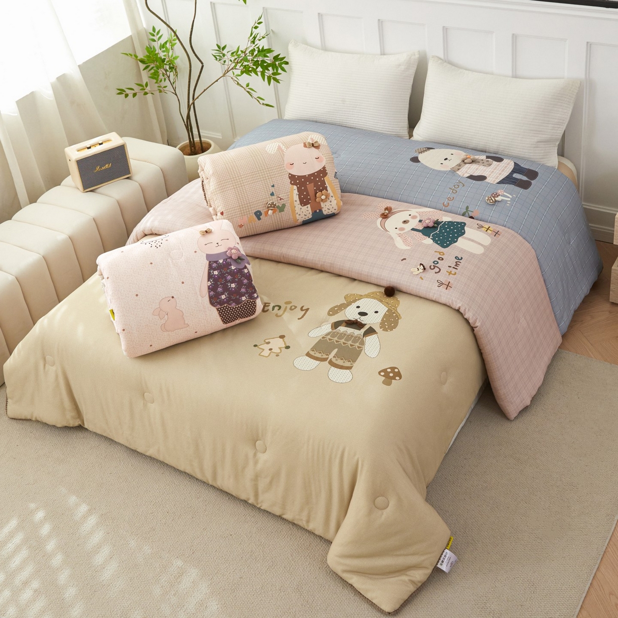 莎果家纺 2026新款全棉纯棉双层纱春秋被子被芯 组合图（参考）