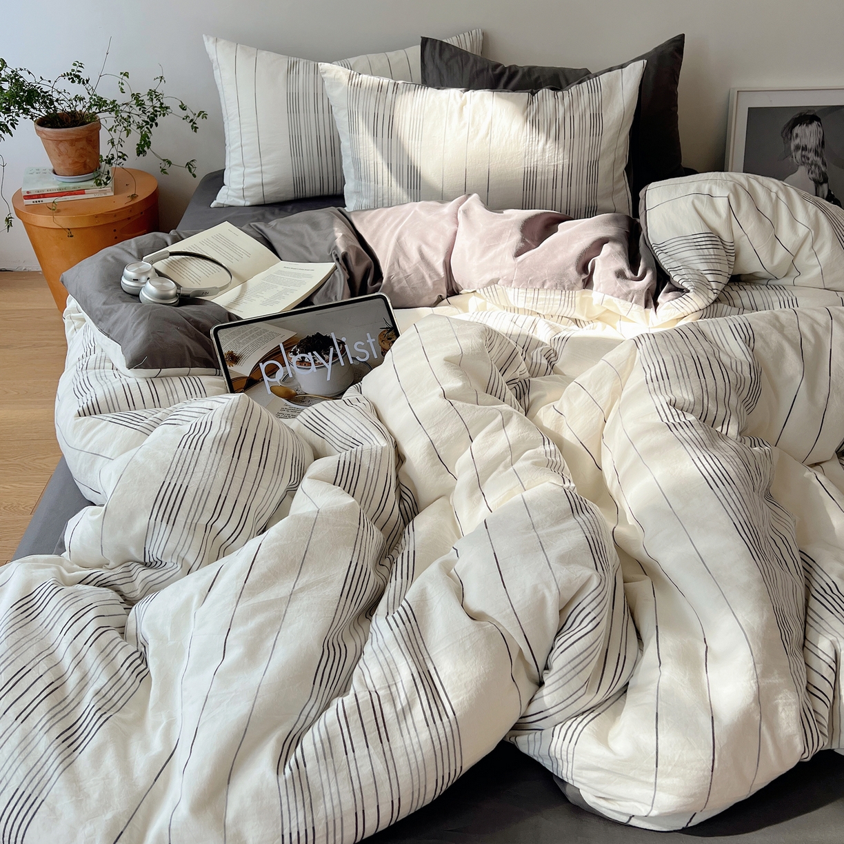 91家纺网 家纺一手货源 找家纺 （总）简宜家居（朝初家纺） 2026新款全棉色织小提花简纹系列四件套