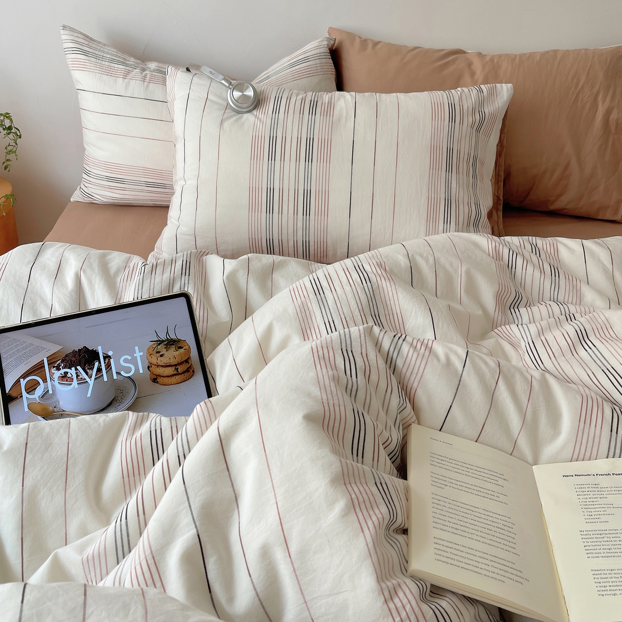 91家纺网 家纺一手货源 找家纺 简宜家居（朝初家纺） 2026新款全棉色织小提花简纹系列四件套 简纹-咖