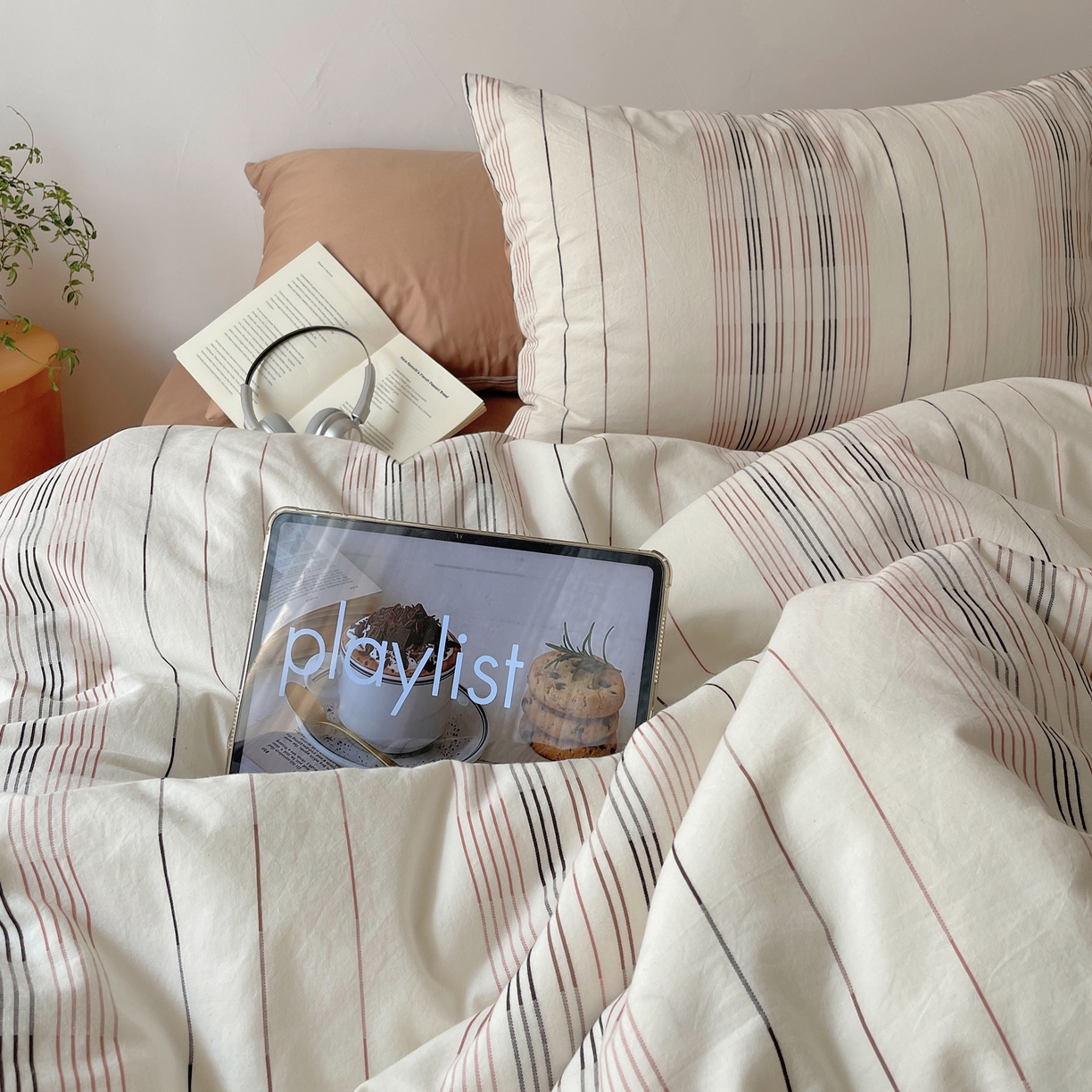 91家纺网 家纺一手货源 找家纺 简宜家居（朝初家纺） 2026新款全棉色织小提花简纹系列四件套 简纹-咖