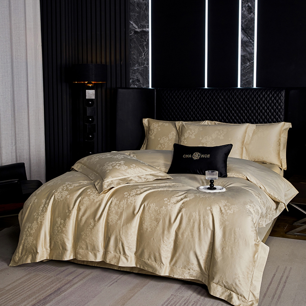 91家纺网 家纺一手货源 找家纺 金纱玉纺家纺 2025新款全棉提花工艺四件套 黛安娜-奶油咖