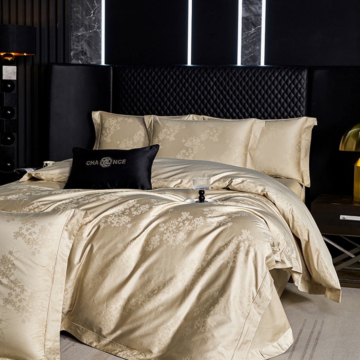 91家纺网 家纺一手货源 找家纺 金纱玉纺家纺 2025新款全棉提花工艺四件套 黛安娜-奶油咖