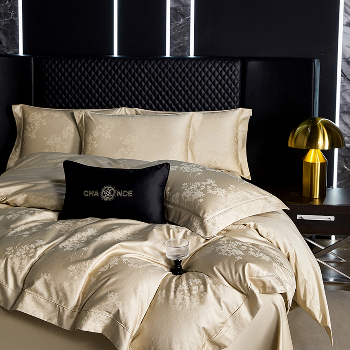 91家纺网 家纺一手货源 找家纺 金纱玉纺家纺 2025新款全棉提花工艺四件套 黛安娜-奶油咖