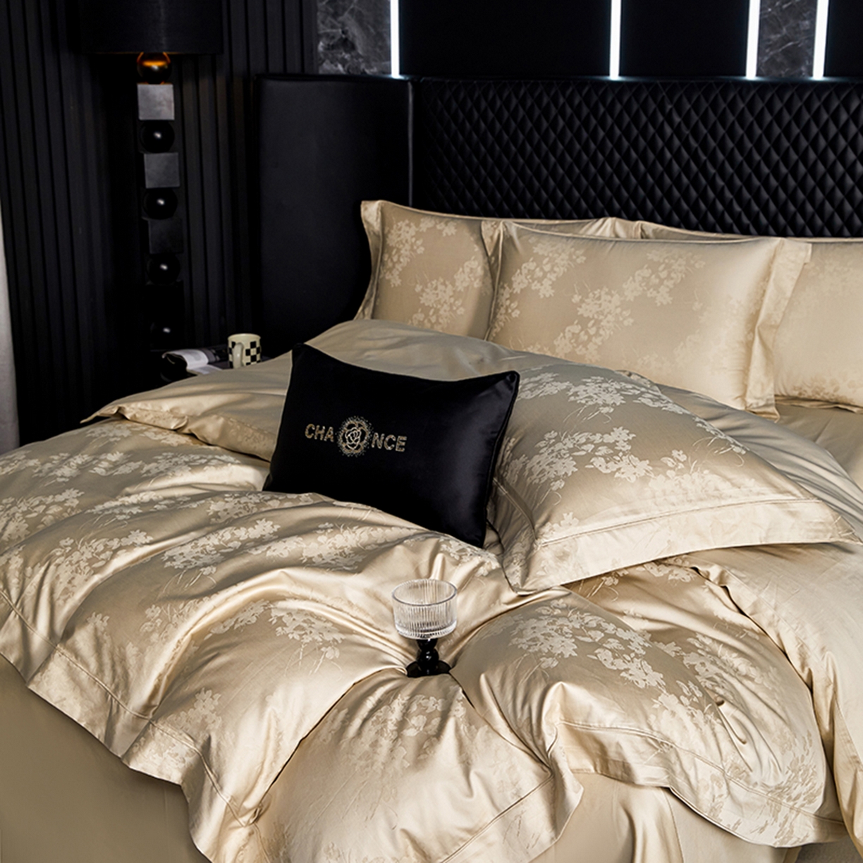 91家纺网 家纺一手货源 找家纺 金纱玉纺家纺 2025新款全棉提花工艺四件套 黛安娜-奶油咖