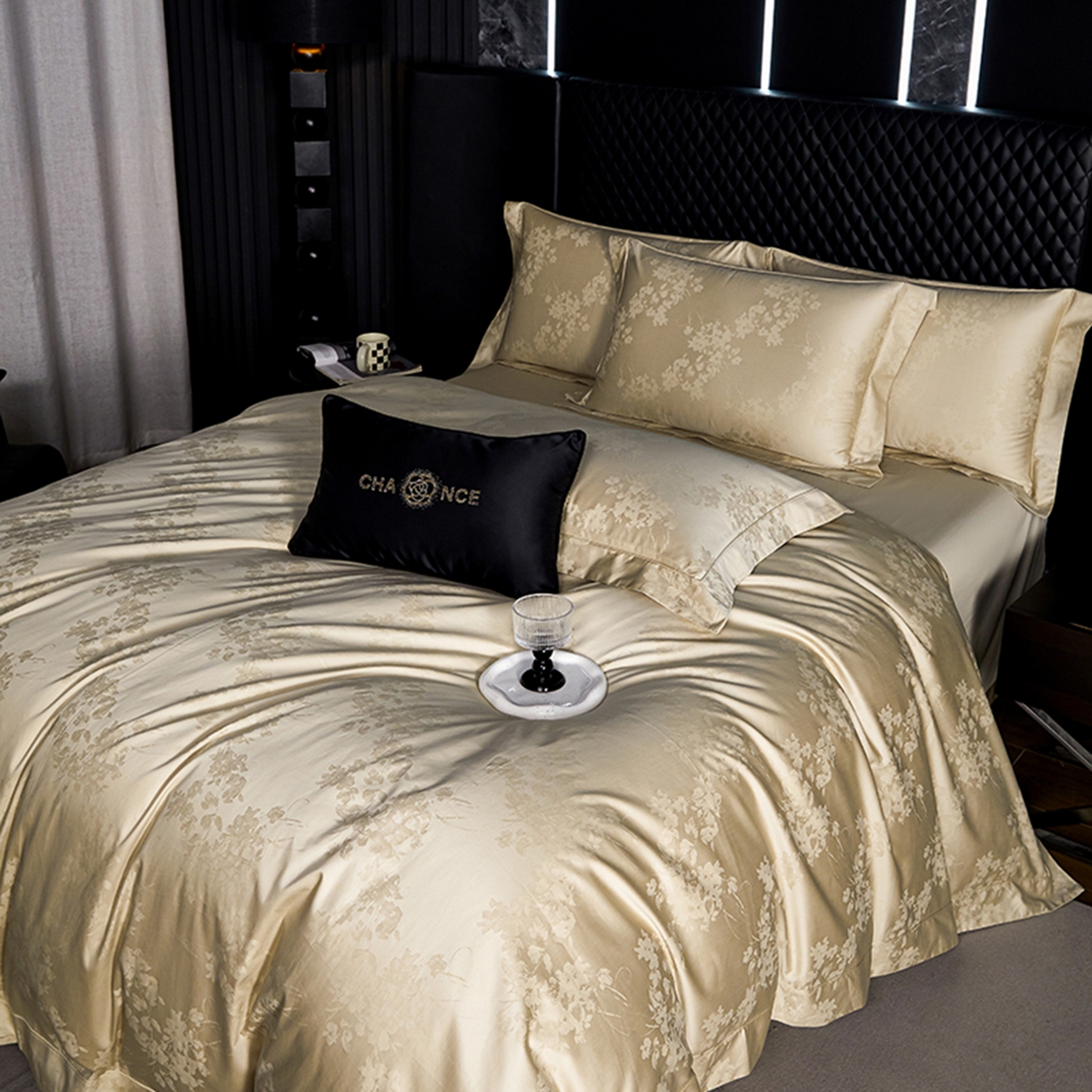 91家纺网 家纺一手货源 找家纺 金纱玉纺家纺 2025新款全棉提花工艺四件套 黛安娜-奶油咖