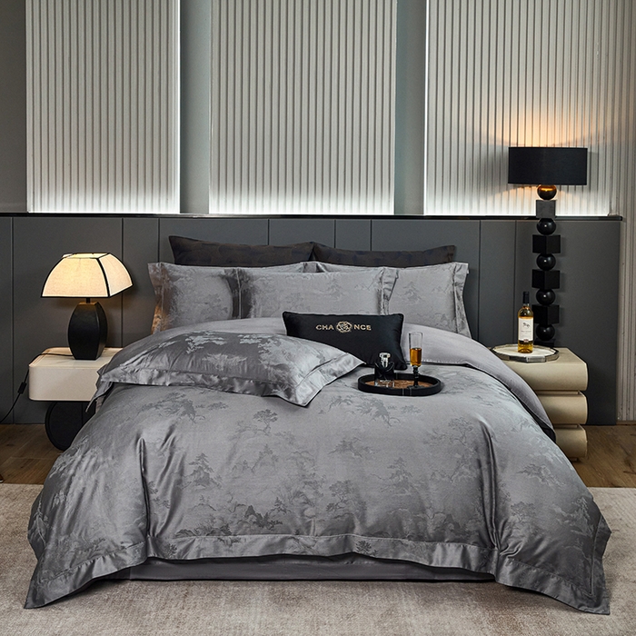 金纱玉纺家纺 2025新款全棉提花工艺四件套 森曼-时尚灰