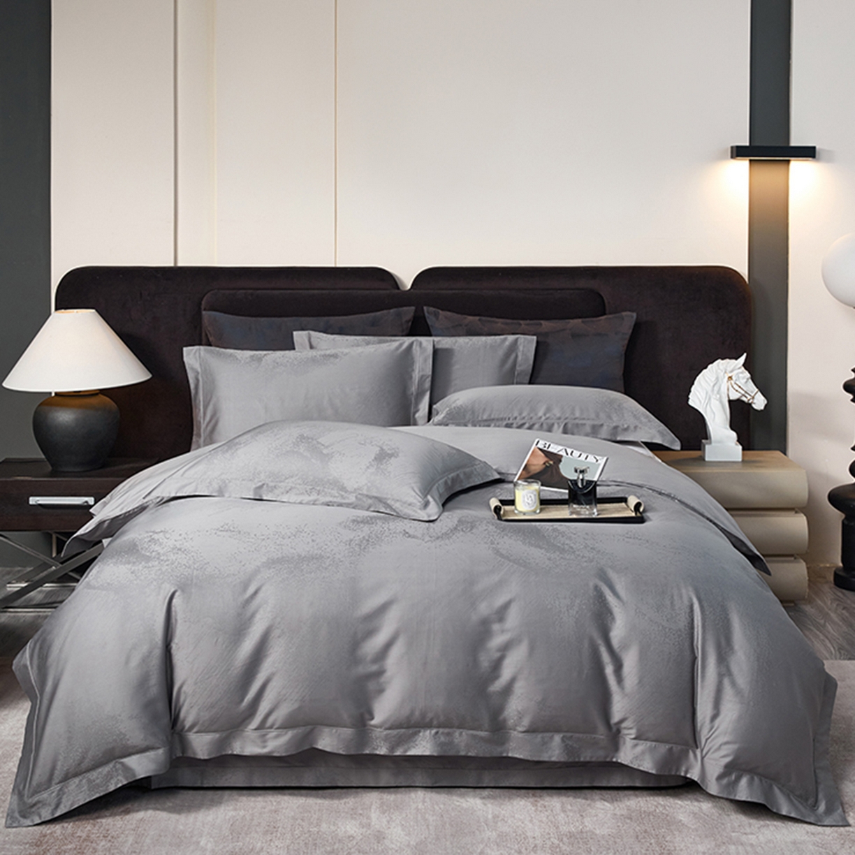 金纱玉纺家纺 2025新款全棉提花工艺四件套 星空-铂灰