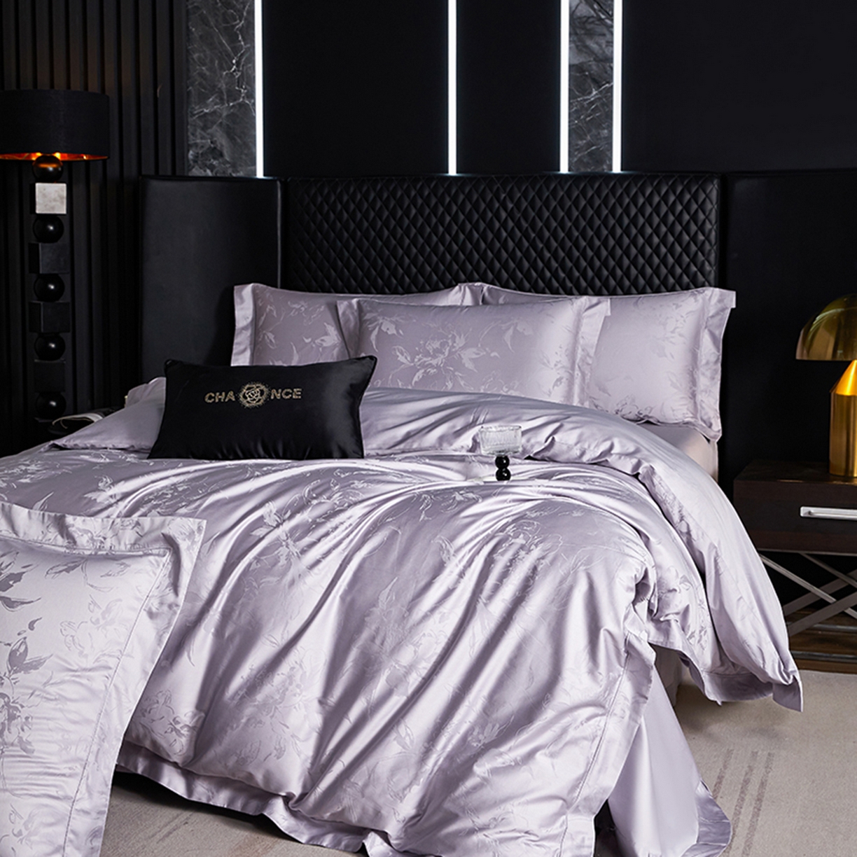 91家纺网 家纺一手货源 找家纺 金纱玉纺家纺 2025新款全棉提花工艺四件套 露西-梦幻紫