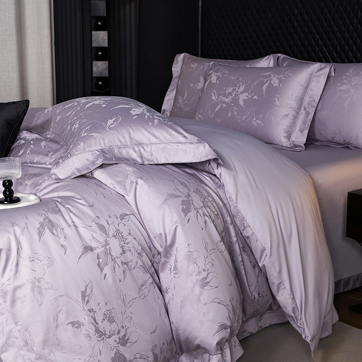 91家纺网 家纺一手货源 找家纺 金纱玉纺家纺 2025新款全棉提花工艺四件套 露西-梦幻紫