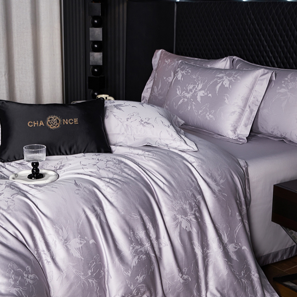 91家纺网 家纺一手货源 找家纺 金纱玉纺家纺 2025新款全棉提花工艺四件套 露西-梦幻紫