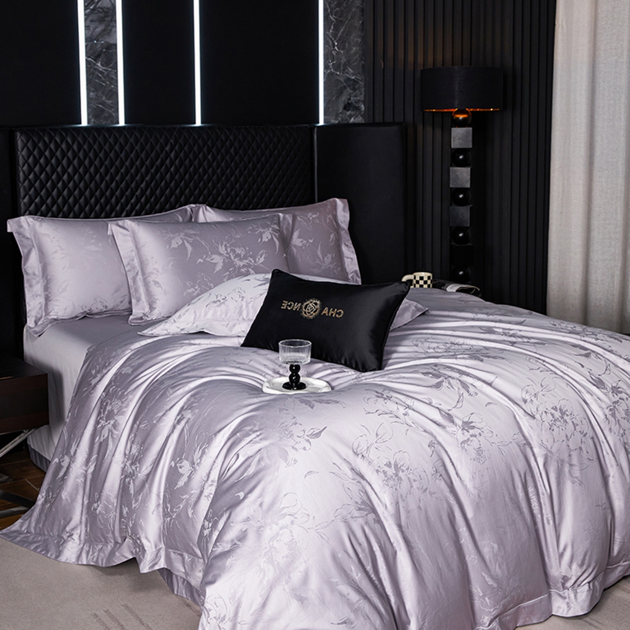 91家纺网 家纺一手货源 找家纺 金纱玉纺家纺 2025新款全棉提花工艺四件套 露西-梦幻紫