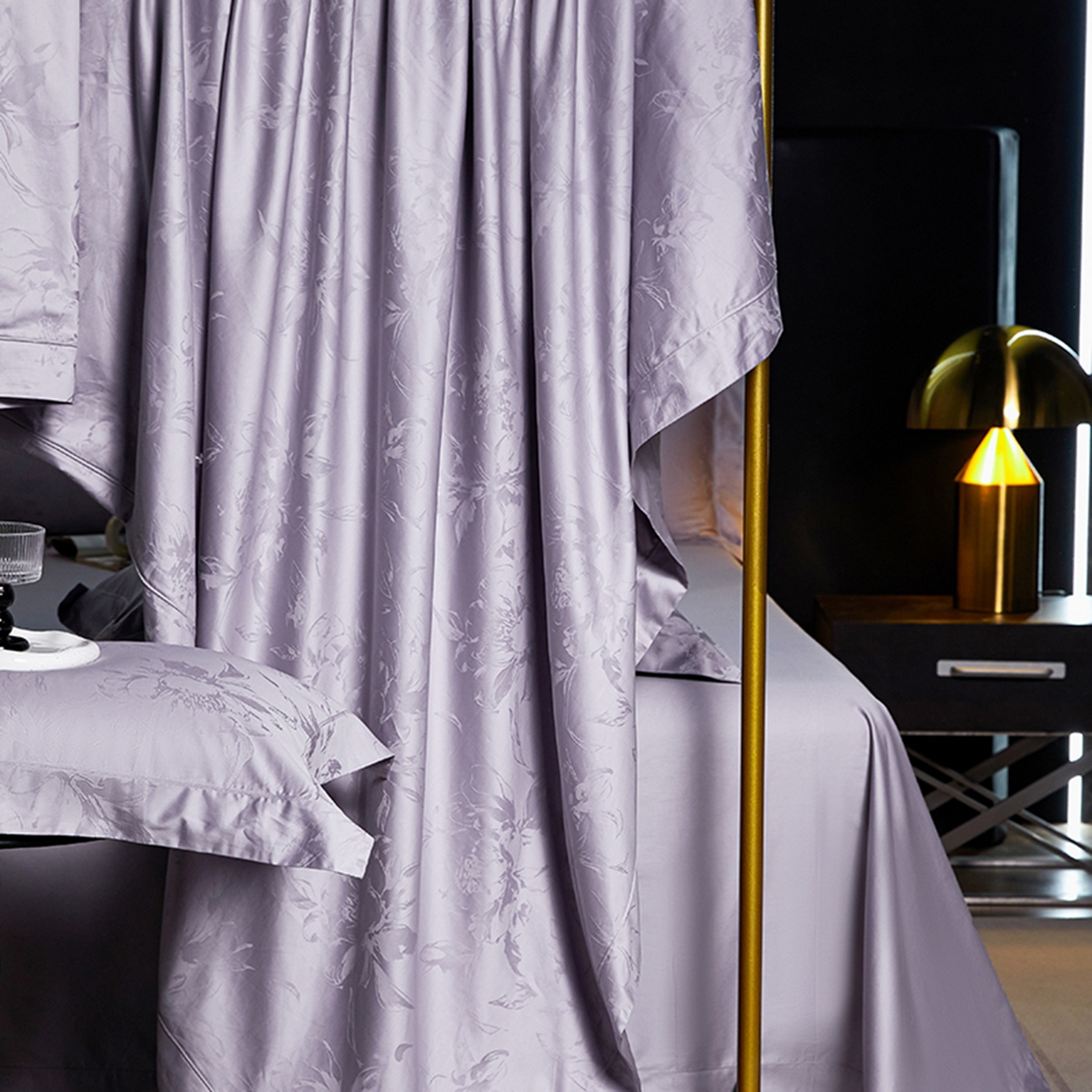 91家纺网 家纺一手货源 找家纺 金纱玉纺家纺 2025新款全棉提花工艺四件套 露西-梦幻紫