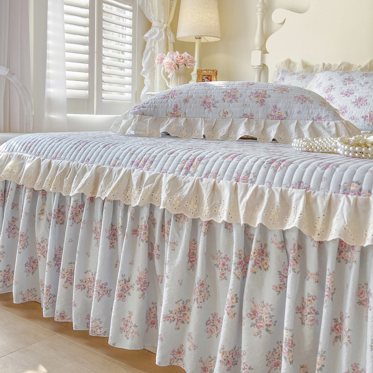 91家纺网 家纺一手货源 找家纺 （总）恋尚 2025新款印花竹节纱床笠款床裙四件套（四件套控价220起）