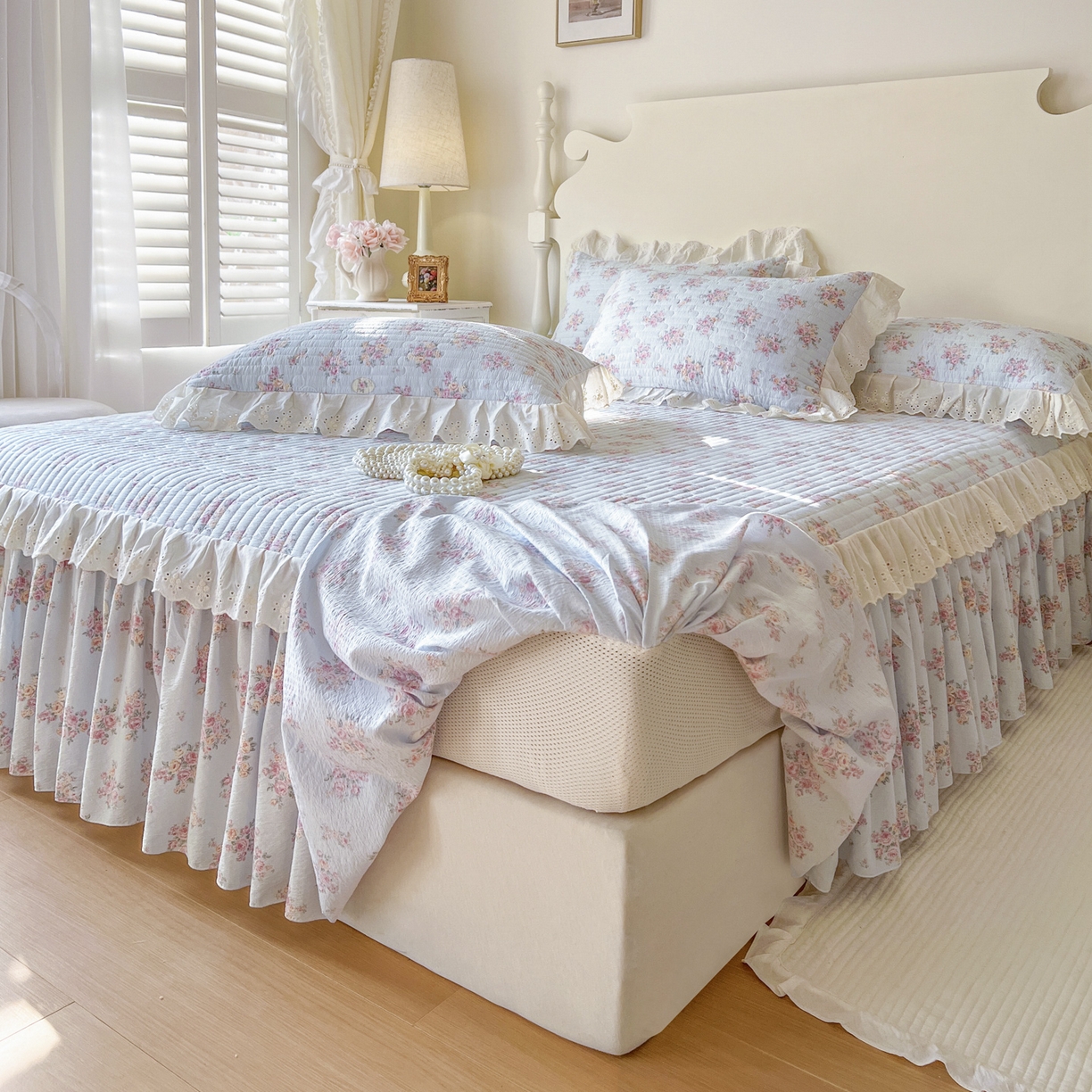 91家纺网 家纺一手货源 找家纺 （总）恋尚 2025新款印花竹节纱床笠款床裙四件套（四件套控价220起）