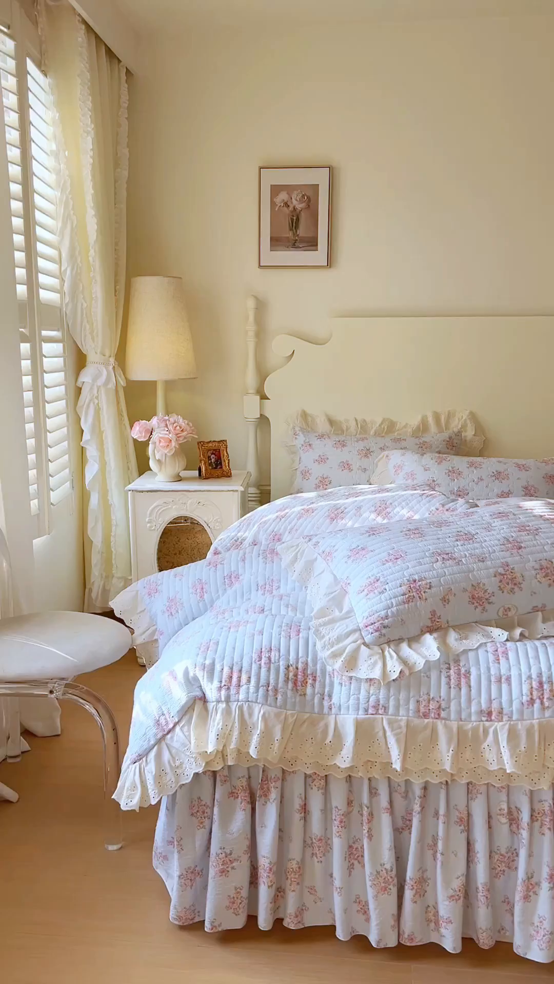 91家纺网 家纺一手货源 找家纺 恋尚 2025新款印花竹节纱床笠款床裙四件套（四件套控价220起） 春野