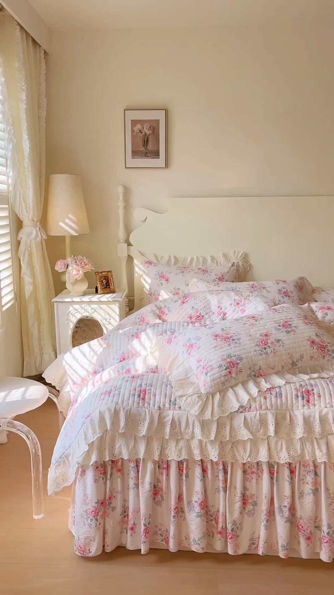 91家纺网 家纺一手货源 找家纺 恋尚 2025新款印花竹节纱床笠款床裙四件套（四件套控价220起） 花浅