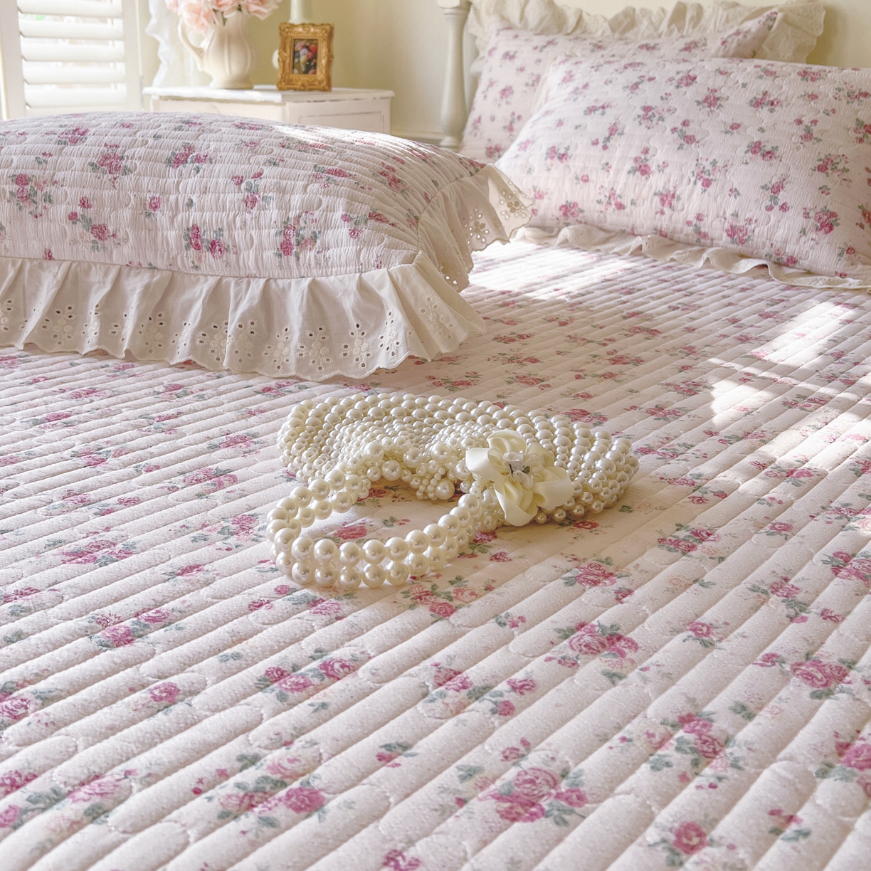 91家纺网 家纺一手货源 找家纺 恋尚 2025新款印花竹节纱床笠款床裙四件套（四件套控价220起） 花悦