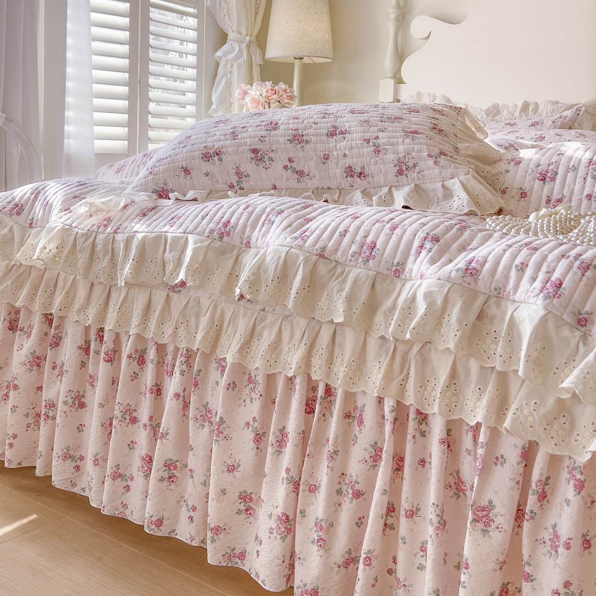 91家纺网 家纺一手货源 找家纺 恋尚 2025新款印花竹节纱床笠款床裙四件套（四件套控价220起） 花悦