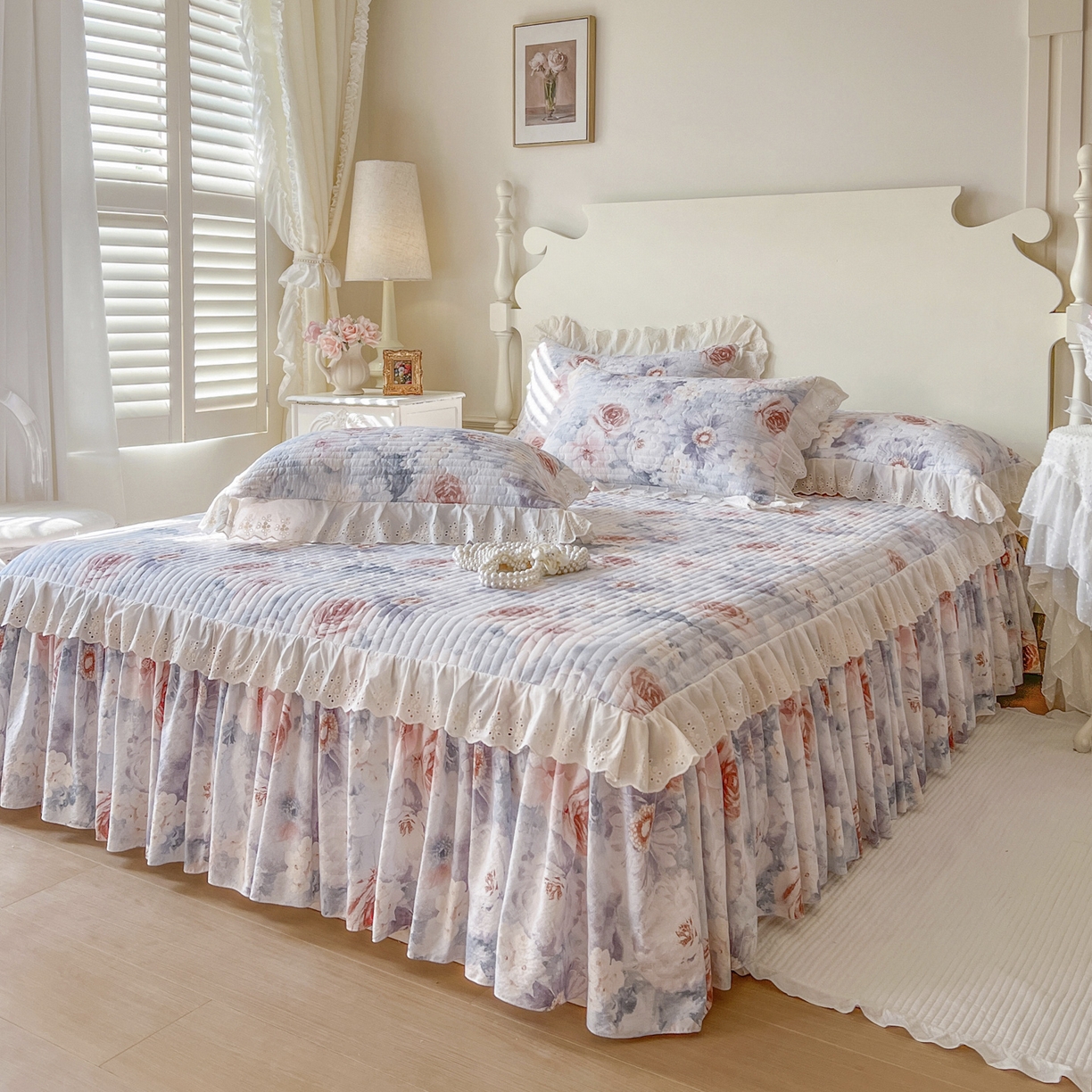 91家纺网 家纺一手货源 找家纺 恋尚 2025新款印花竹节纱床笠款床裙四件套（四件套控价220起） 莫婷