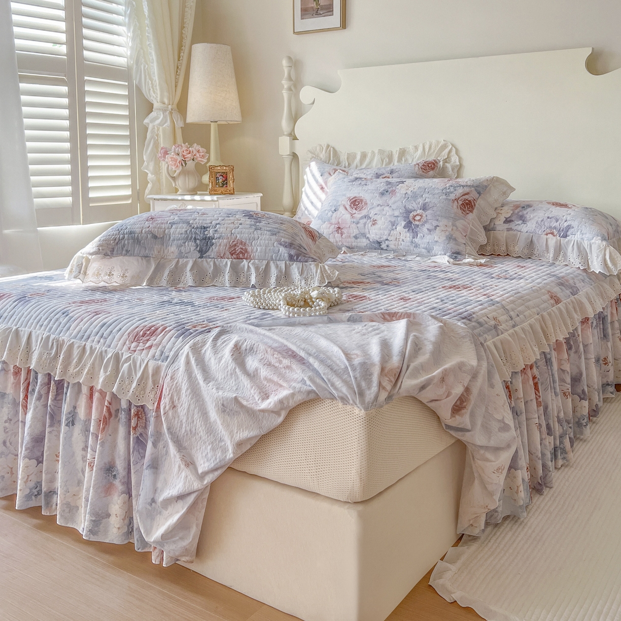 91家纺网 家纺一手货源 找家纺 恋尚 2025新款印花竹节纱床笠款床裙四件套（四件套控价220起） 莫婷