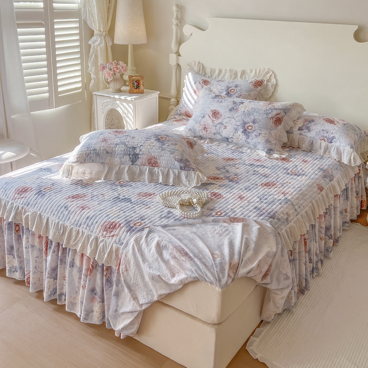 91家纺网 家纺一手货源 找家纺 恋尚 2025新款印花竹节纱床笠款床裙四件套（四件套控价220起） 莫婷