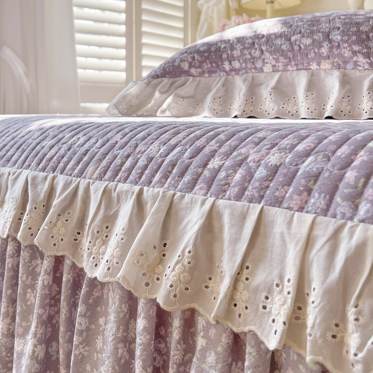 91家纺网 家纺一手货源 找家纺 恋尚 2025新款印花竹节纱床笠款床裙四件套（四件套控价220起） 秋茉