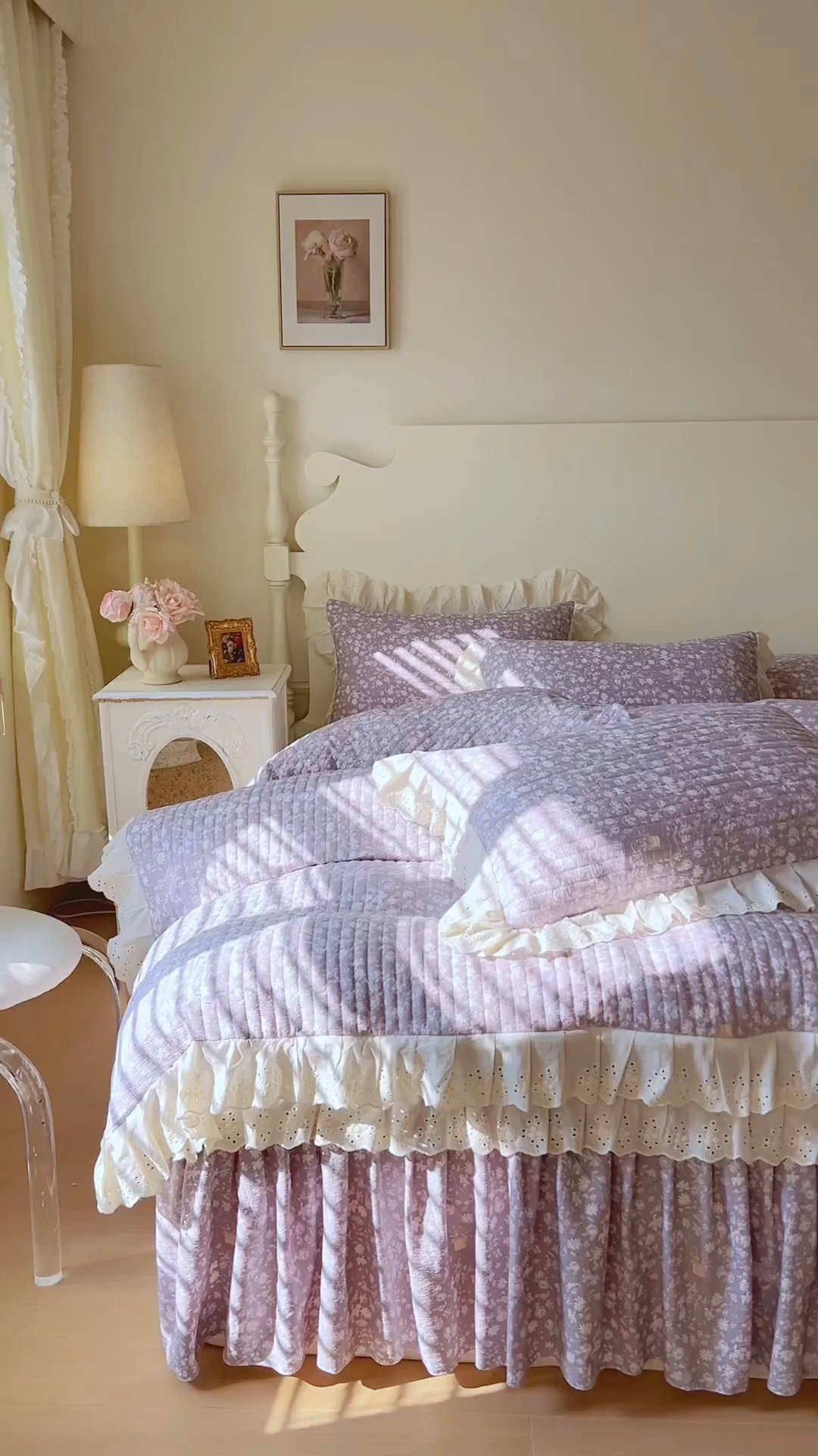 91家纺网 家纺一手货源 找家纺 恋尚 2025新款印花竹节纱床笠款床裙四件套（四件套控价220起） 秋茉