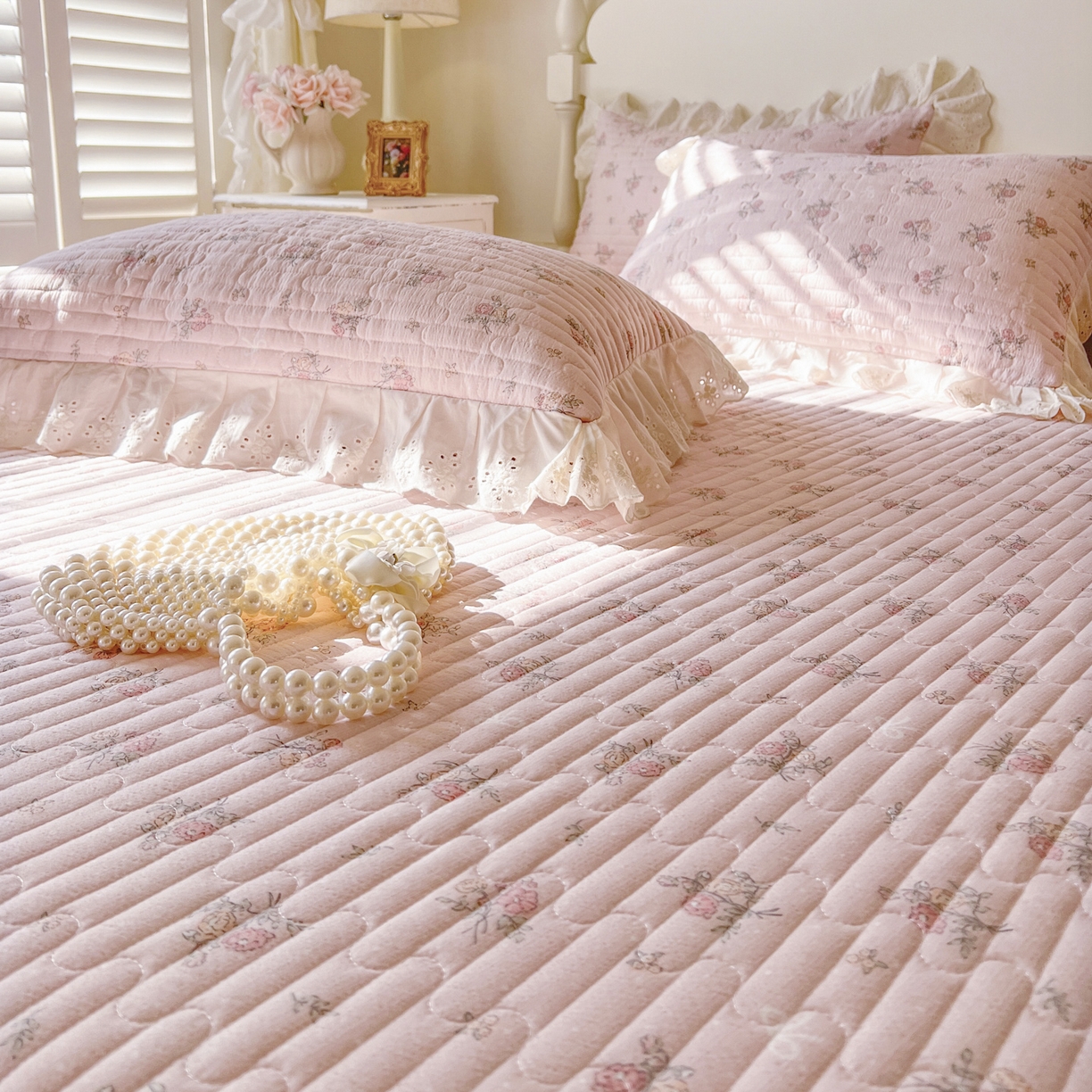 91家纺网 家纺一手货源 找家纺 恋尚 2025新款印花竹节纱床笠款床裙四件套（四件套控价220起） 甜梦