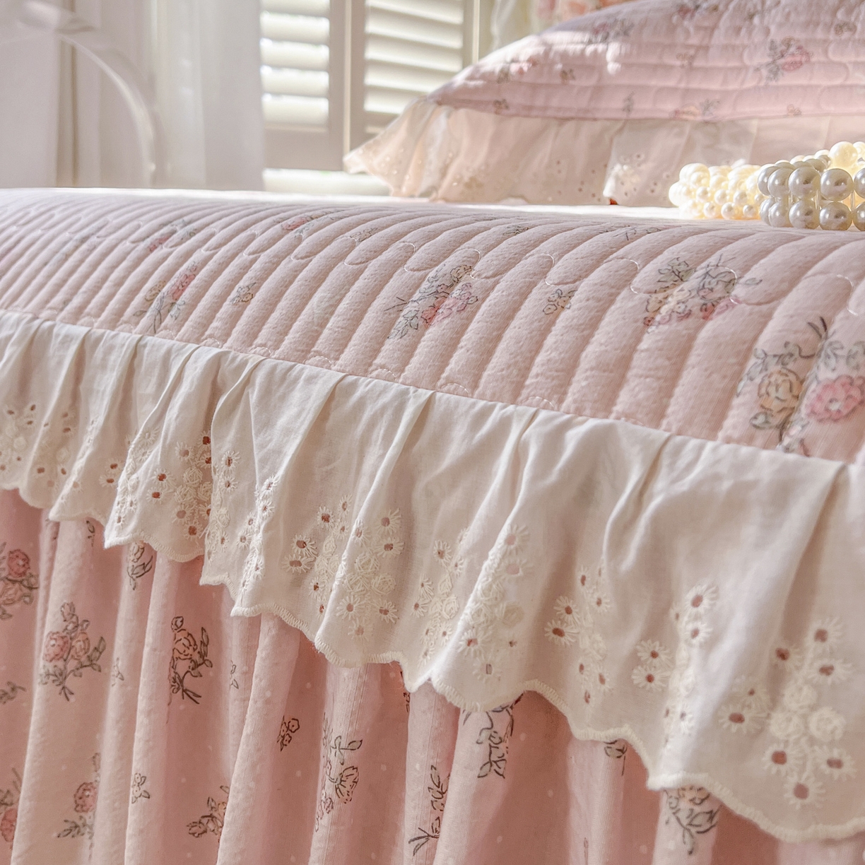 91家纺网 家纺一手货源 找家纺 恋尚 2025新款印花竹节纱床笠款床裙四件套（四件套控价220起） 甜梦