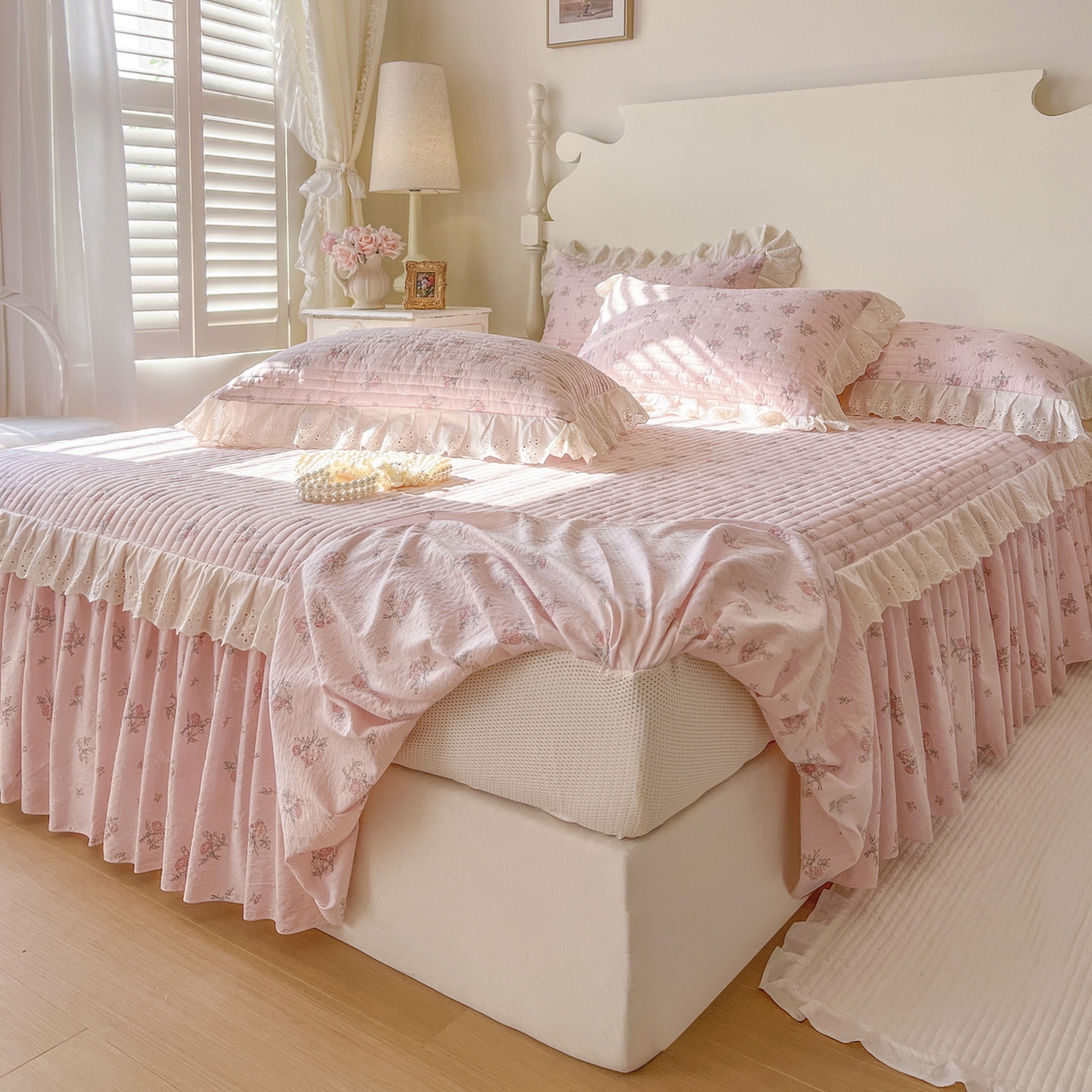 91家纺网 家纺一手货源 找家纺 恋尚 2025新款印花竹节纱床笠款床裙四件套（四件套控价220起） 甜梦