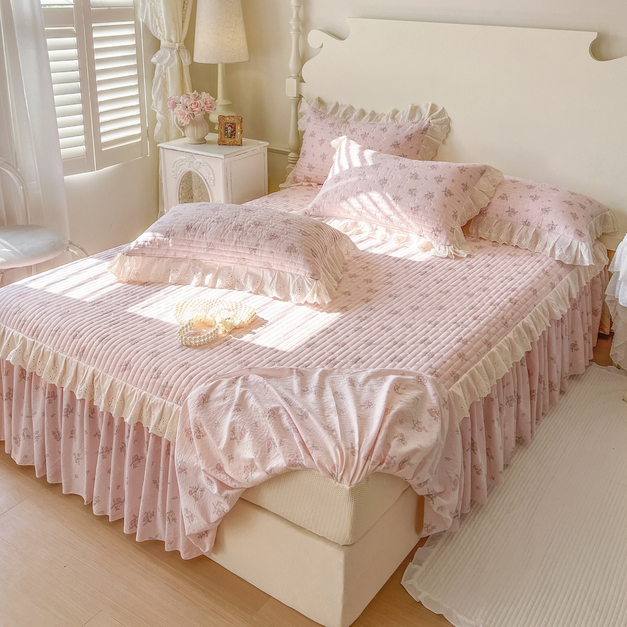 91家纺网 家纺一手货源 找家纺 恋尚 2025新款印花竹节纱床笠款床裙四件套（四件套控价220起） 甜梦