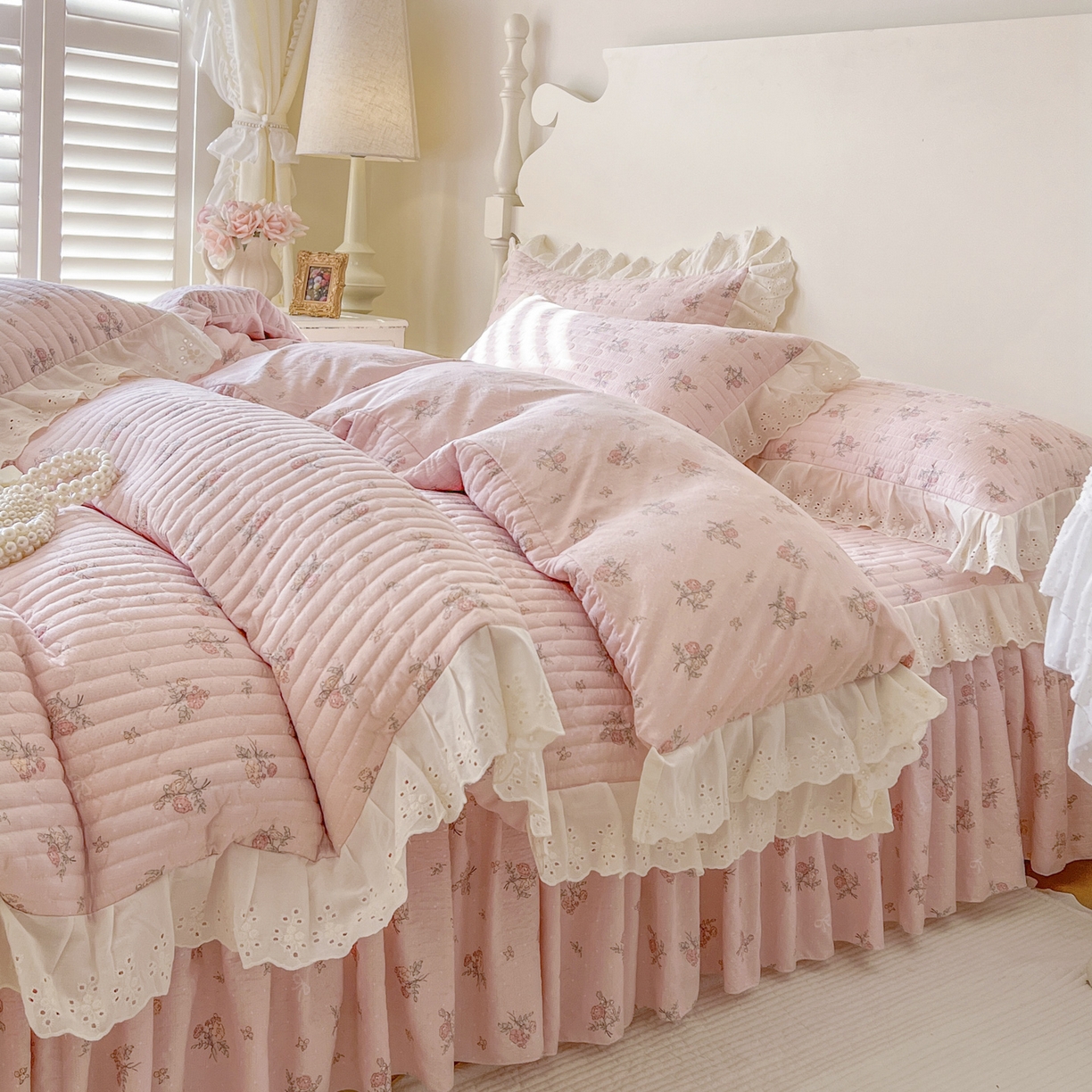 91家纺网 家纺一手货源 找家纺 恋尚 2025新款印花竹节纱床笠款床裙四件套（四件套控价220起） 甜梦