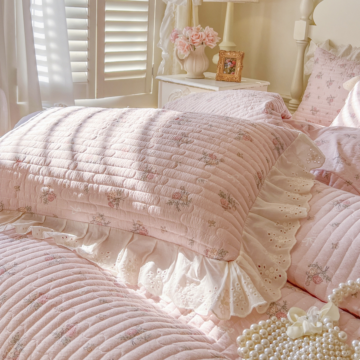 91家纺网 家纺一手货源 找家纺 恋尚 2025新款印花竹节纱床笠款床裙四件套（四件套控价220起） 甜梦