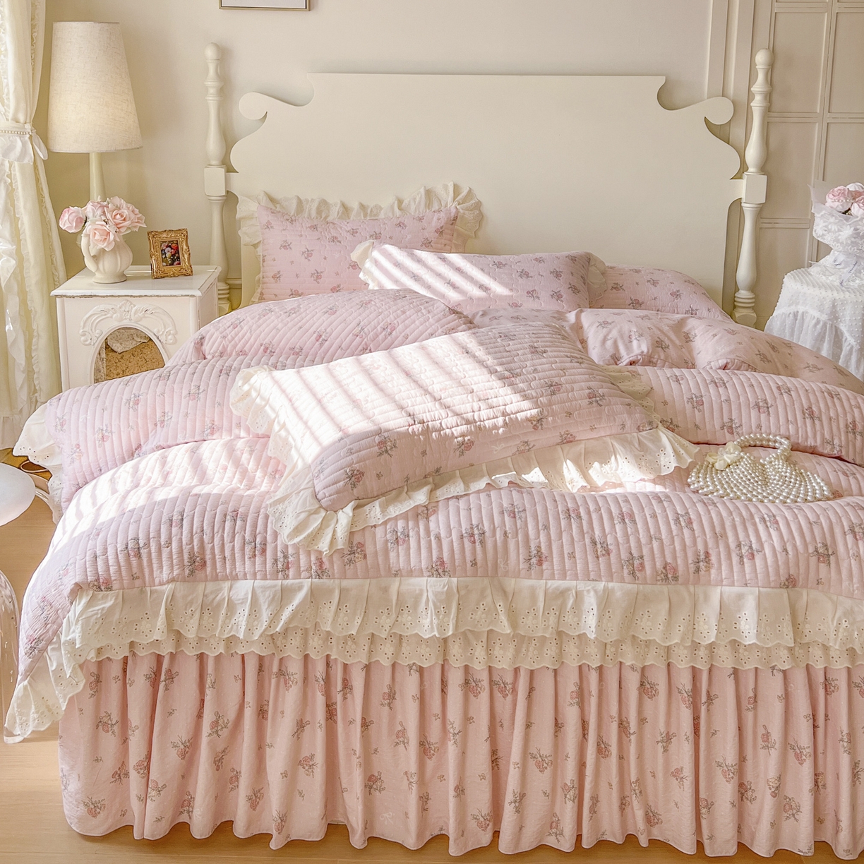 91家纺网 家纺一手货源 找家纺 恋尚 2025新款印花竹节纱床笠款床裙四件套（四件套控价220起） 甜梦