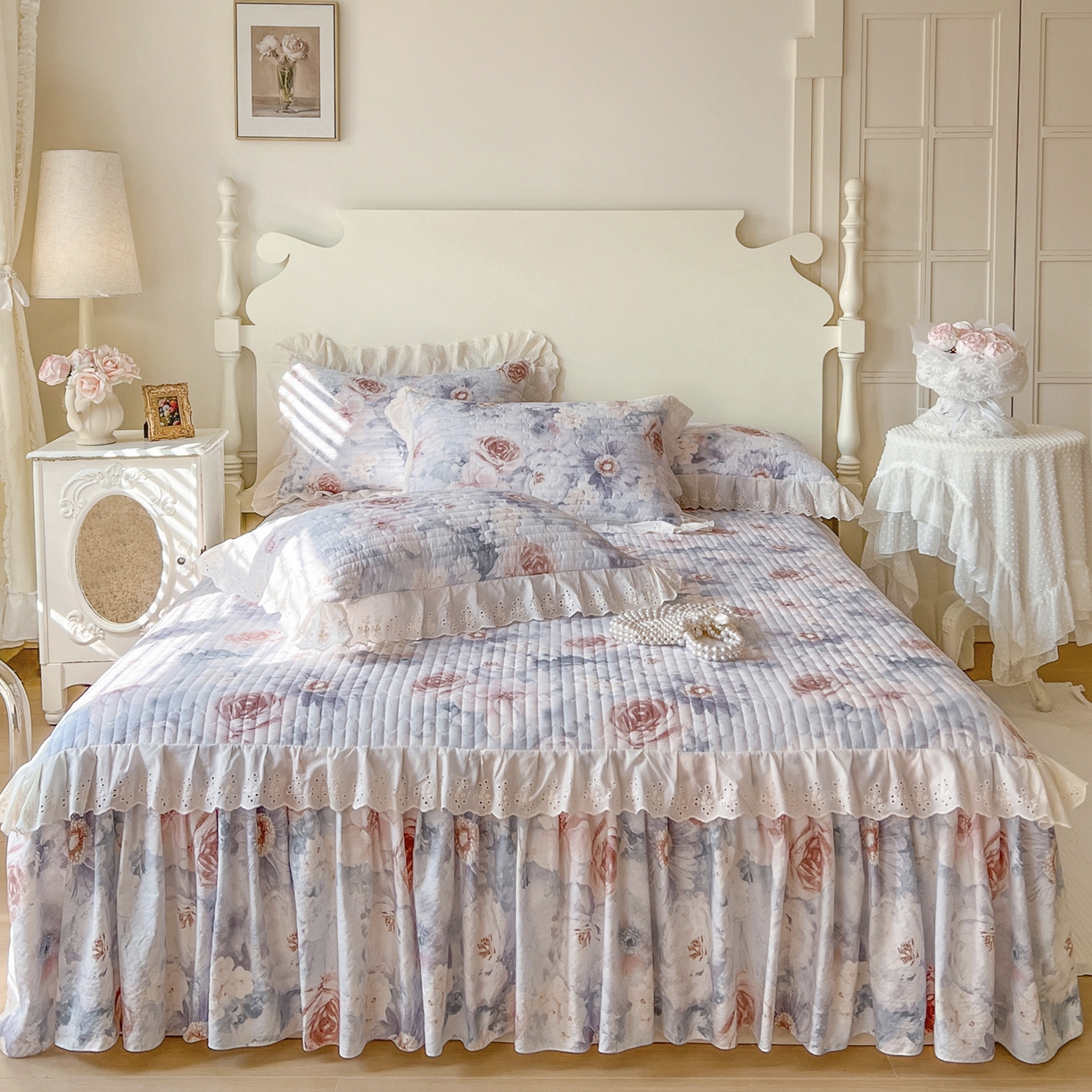 91家纺网 家纺一手货源 找家纺 恋尚 2025新款印花竹节纱床笠款床裙（床裙控价110元起） 莫婷