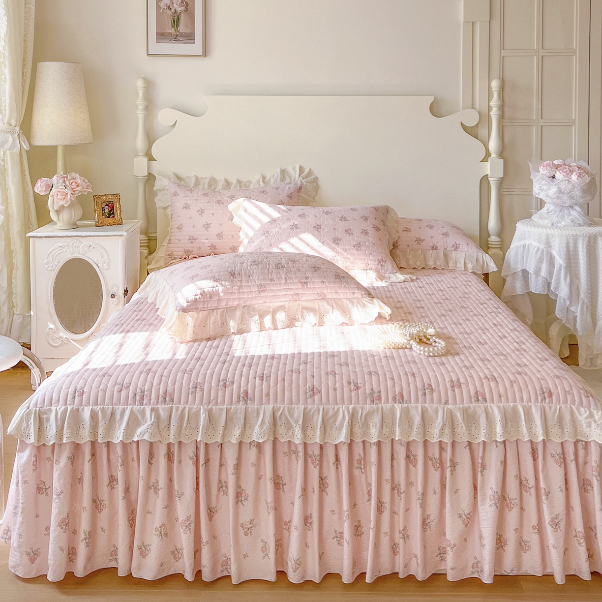 91家纺网 家纺一手货源 找家纺 恋尚 2025新款印花竹节纱床笠款床裙（床裙控价110元起） 甜梦