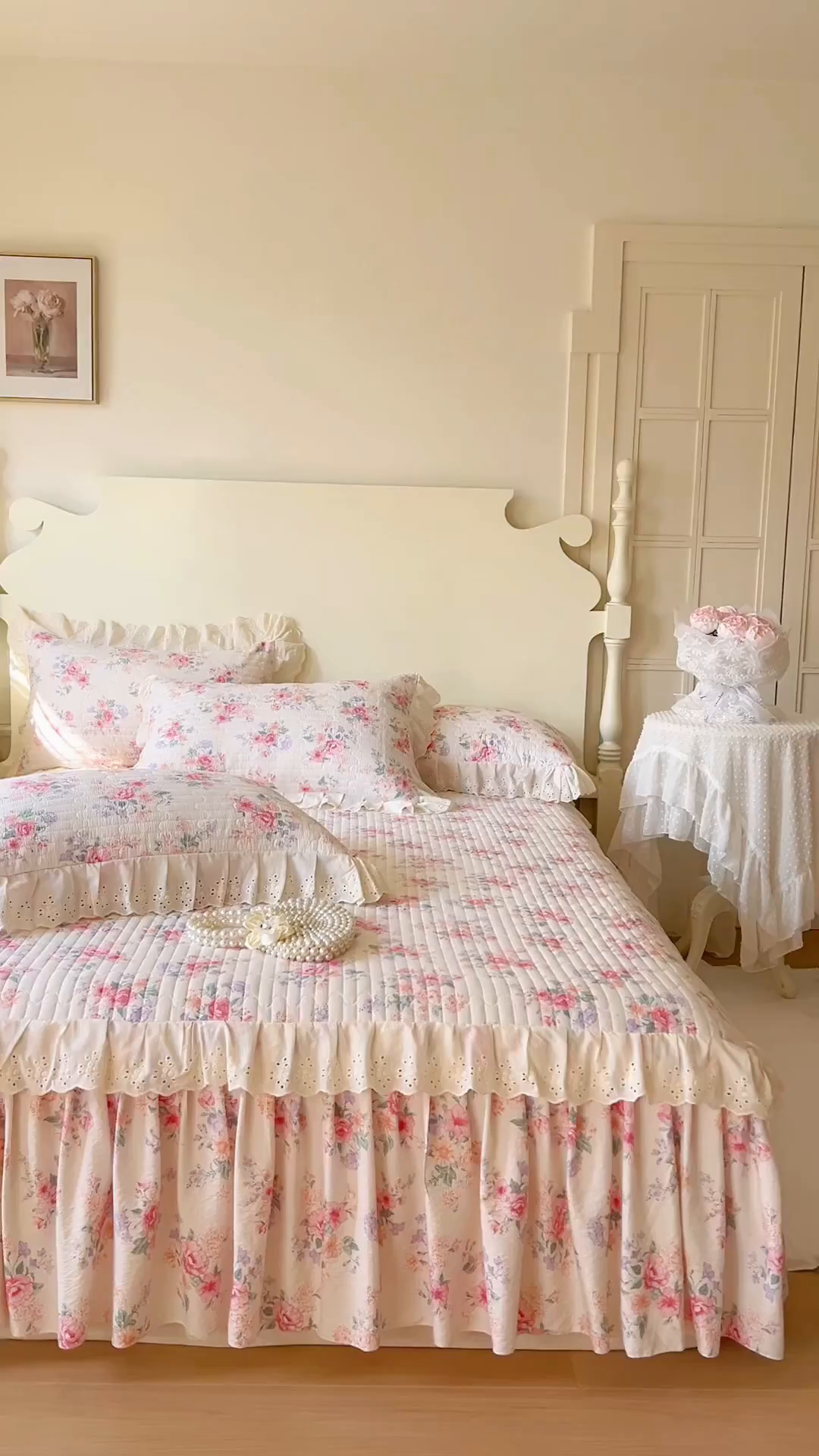 91家纺网 家纺一手货源 找家纺 恋尚 2025新款印花竹节纱床笠款床裙（床裙控价110元起） 花浅