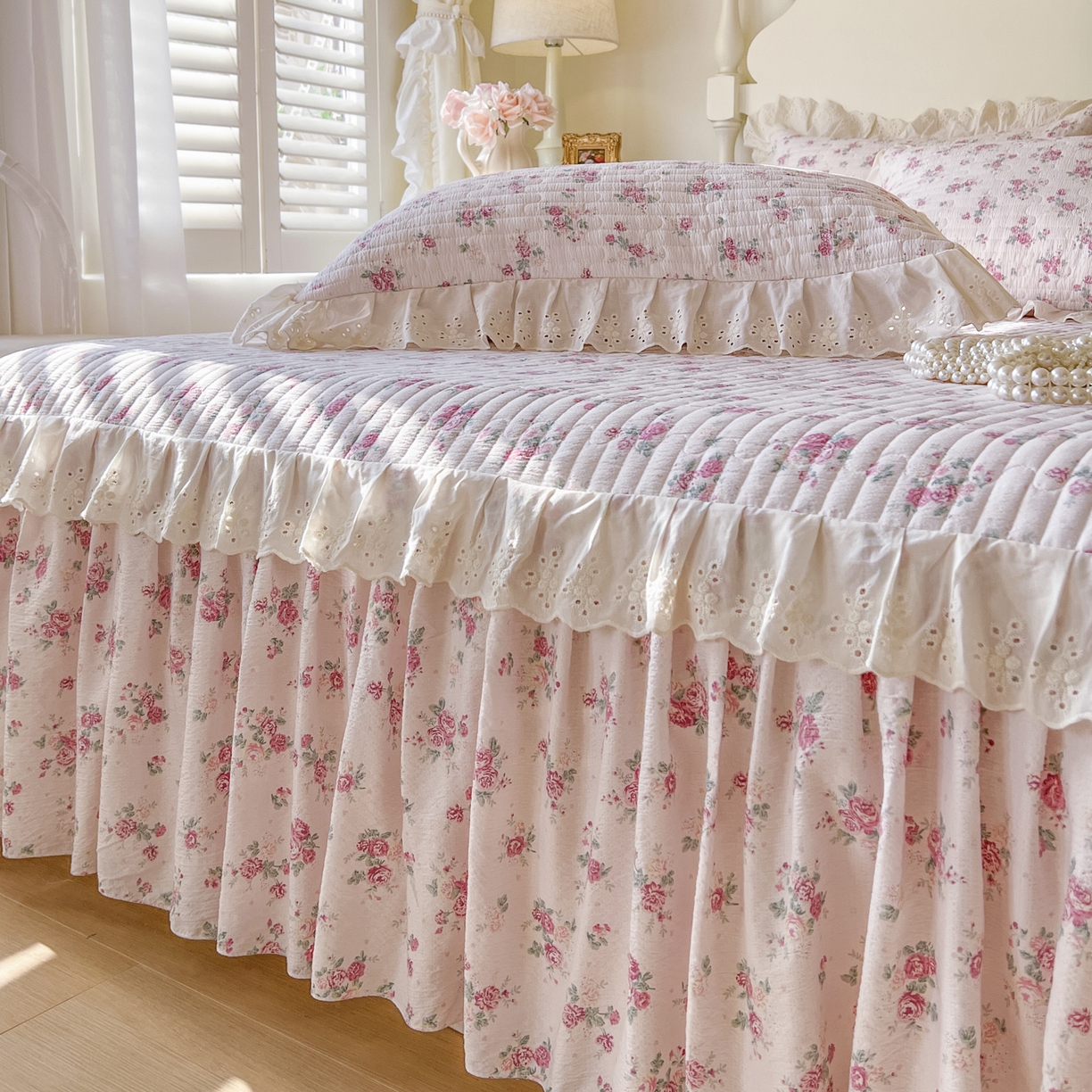 91家纺网 家纺一手货源 找家纺 恋尚 2025新款印花竹节纱床笠款床裙（床裙控价110元起） 花悦