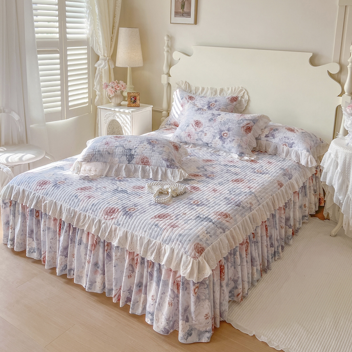 91家纺网 家纺一手货源 找家纺 恋尚 2025新款印花竹节纱床笠款床裙（床裙控价110元起） 莫婷