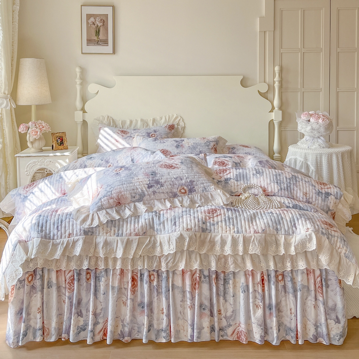 91家纺网 家纺一手货源 找家纺 恋尚 2025新款印花竹节纱床笠款床裙（床裙控价110元起） 莫婷