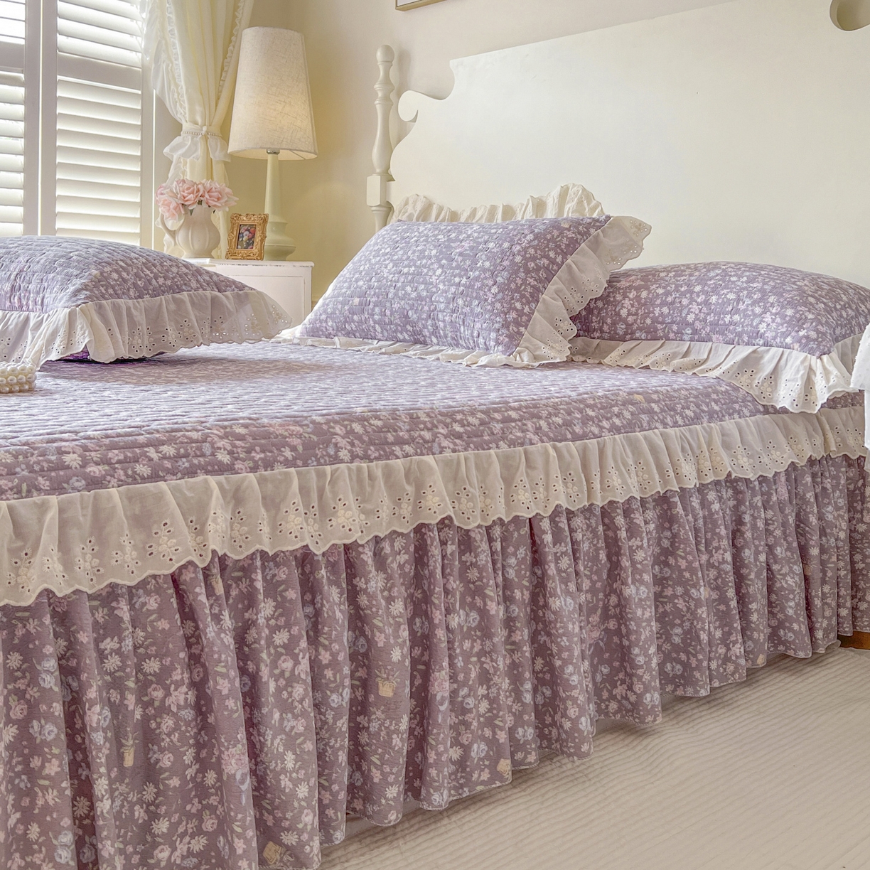 91家纺网 家纺一手货源 找家纺 恋尚 2025新款印花竹节纱床笠款床裙（床裙控价110元起） 秋茉