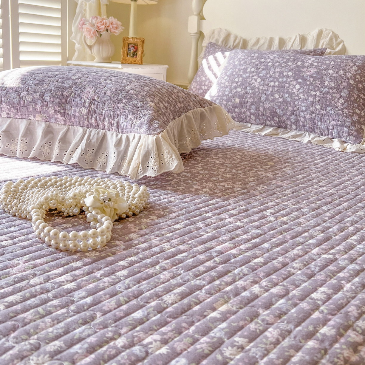 91家纺网 家纺一手货源 找家纺 恋尚 2025新款印花竹节纱床笠款床裙（床裙控价110元起） 秋茉