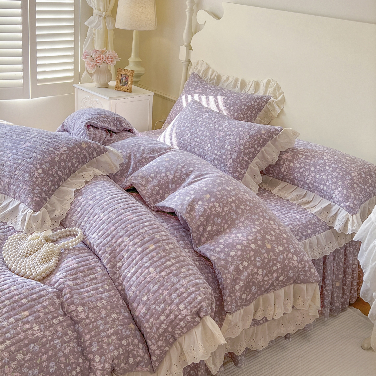 91家纺网 家纺一手货源 找家纺 恋尚 2025新款印花竹节纱床笠款床裙（床裙控价110元起） 秋茉