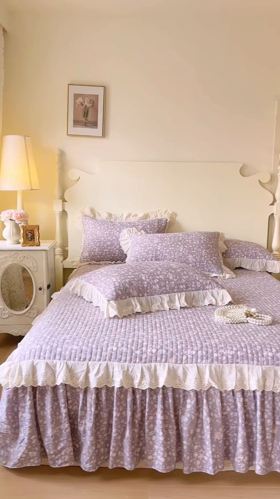 91家纺网 家纺一手货源 找家纺 恋尚 2025新款印花竹节纱床笠款床裙（床裙控价110元起） 秋茉