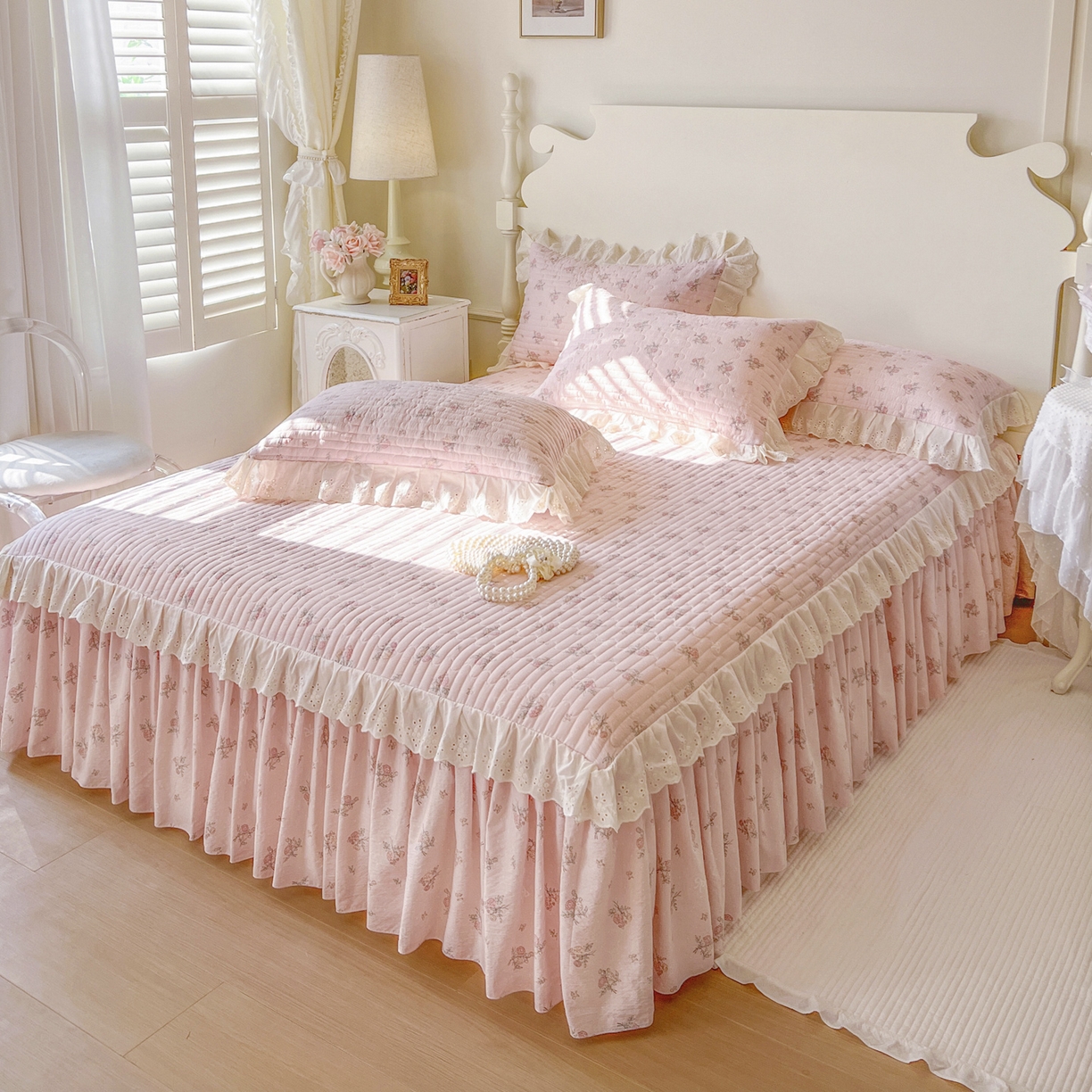 91家纺网 家纺一手货源 找家纺 恋尚 2025新款印花竹节纱床笠款床裙（床裙控价110元起） 甜梦