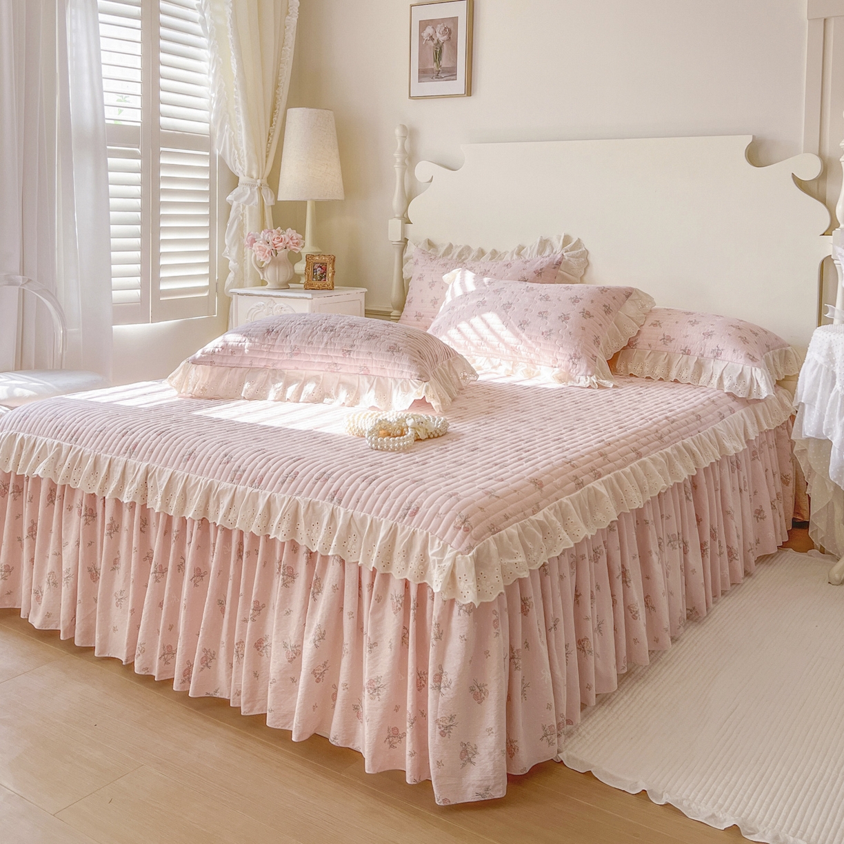 91家纺网 家纺一手货源 找家纺 恋尚 2025新款印花竹节纱床笠款床裙（床裙控价110元起） 甜梦