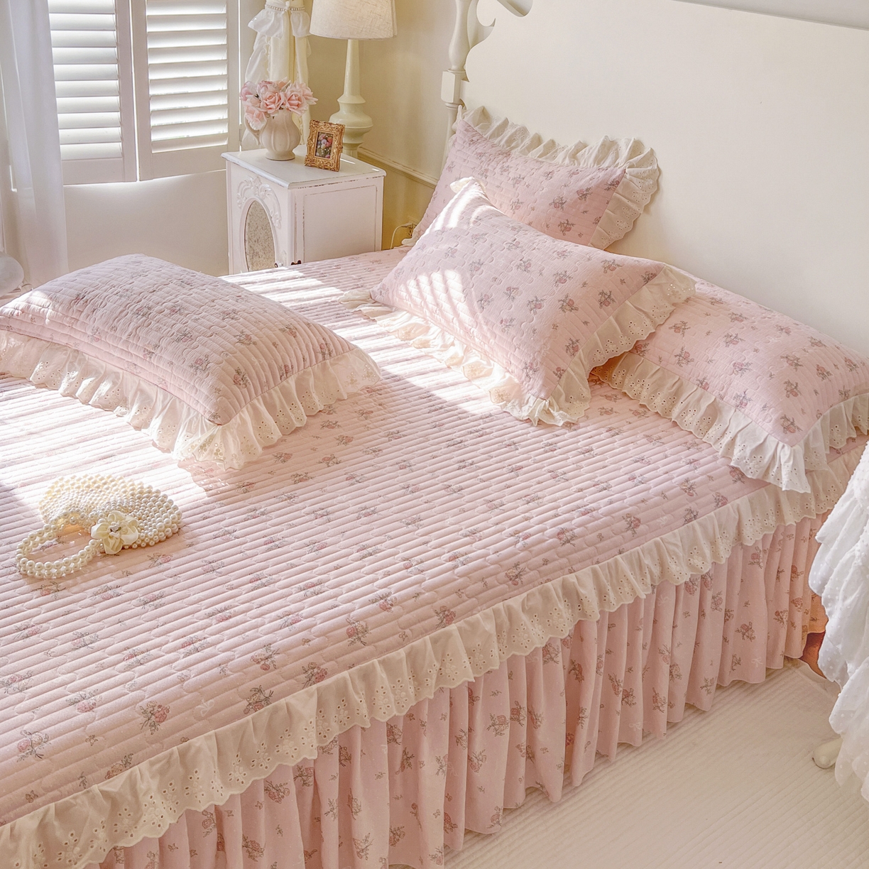 91家纺网 家纺一手货源 找家纺 恋尚 2025新款印花竹节纱床笠款床裙（床裙控价110元起） 甜梦