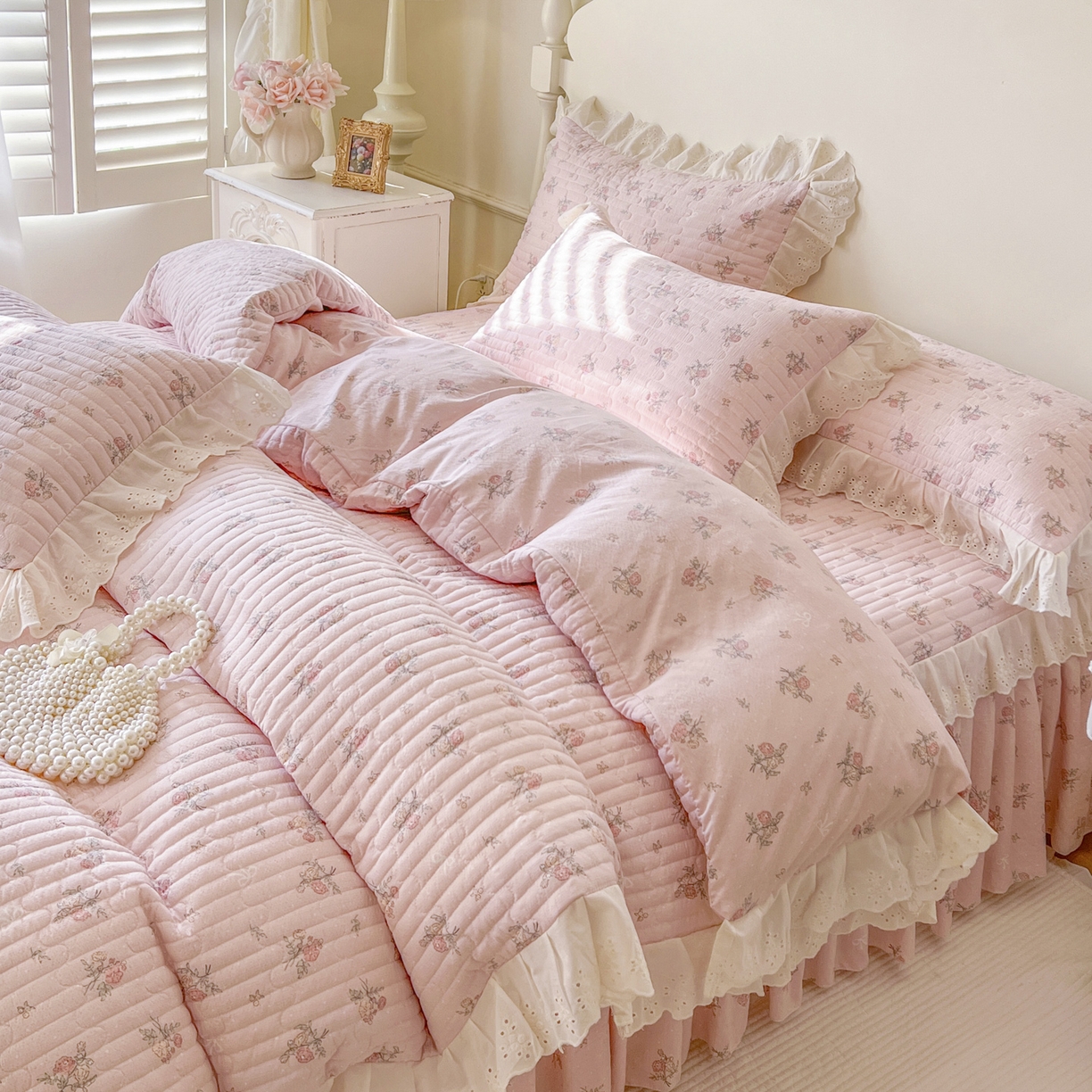 91家纺网 家纺一手货源 找家纺 恋尚 2025新款印花竹节纱床笠款床裙（床裙控价110元起） 甜梦