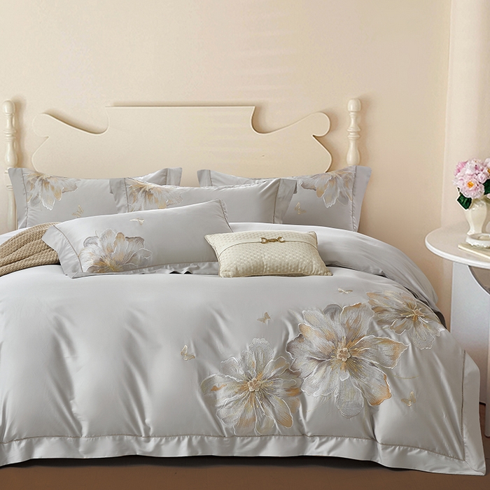 91家纺网 家纺一手货源 找家纺 （总）诗黛尔 2026秋冬新款长绒棉刺绣焦糖时光系列四件套