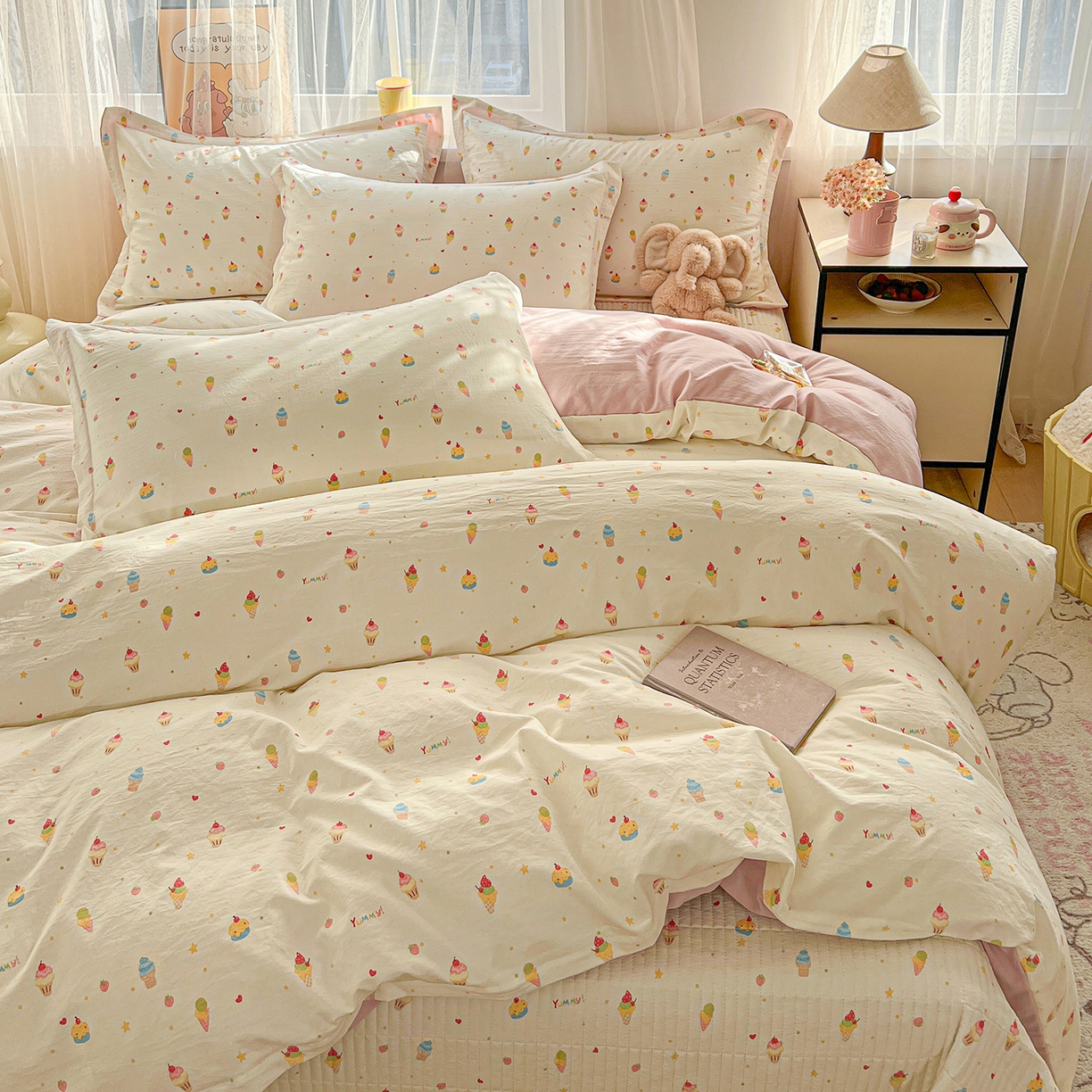 91家纺网 家纺一手货源 找家纺 梵克保罗 2026新款亲肤舒适仿棉印花床盖四件套 蛋糕派